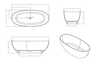 Прозрачная ванна ABBER Kristall AT9703Aquamarin из полиэфирной смолы 170x75см бирюзовый